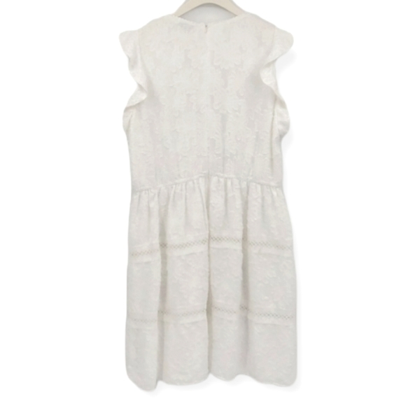 Gibson Latimer Off White Ruffle Crew Neck Sleeveless Crochet Dress XX-Large NWT - Picture 4 of 7